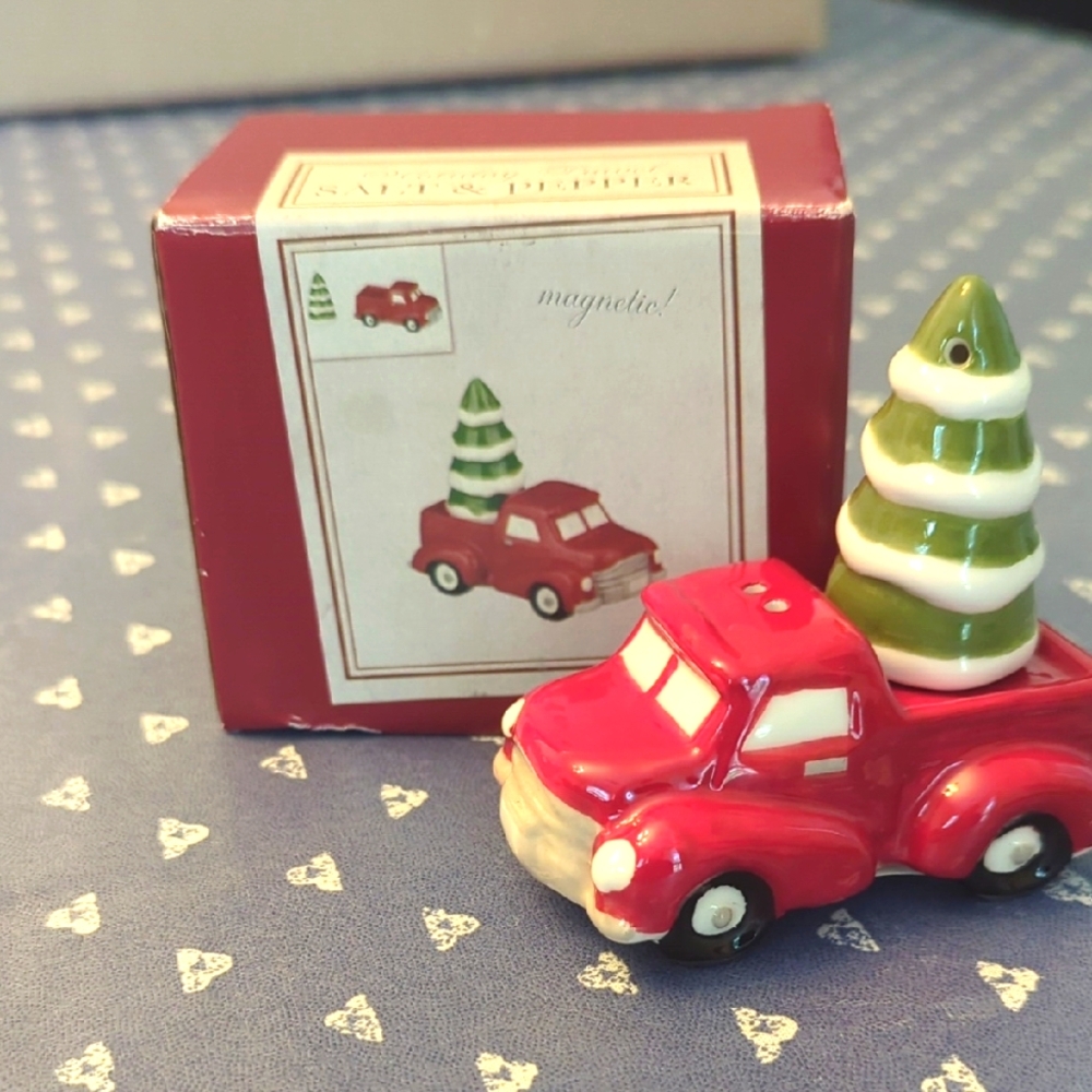 Grasslands Road Red Truck with Green and White Tree
